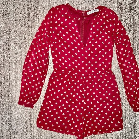 Abercrombie & Fitch Women's Deep Red Floral Romper Size 00 - Picture 4 of 9